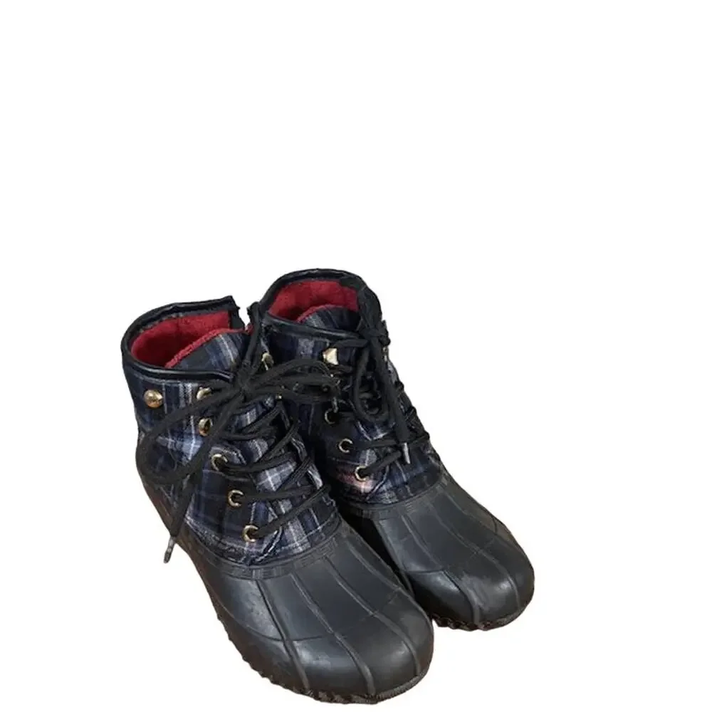Tommy Hilfiger Women’s Black & Blue Duck TW Roan Zipper Rain Boots Size 7